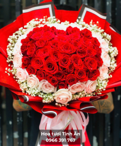 Bó hồng đỏ trái tim - Yêu mình em
